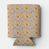 Retro Round Tegels Mexico Daisy Pattern Oranje Blu Blikjeskoeler (Achterkant)