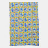 Retro Round Tegels Mexico Daisy Pattern Yellow Theedoek (Verticaal)