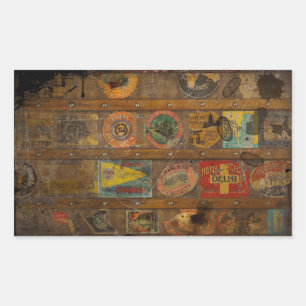 Retro Round the World Trunk Rechthoekige Sticker