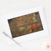 Retro Round the World Trunk Rechthoekige Sticker (Envelop)