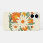 Retro Rounded Petal Daisy Art iPhone 16 Hoesje (Achterkant horizontaal)