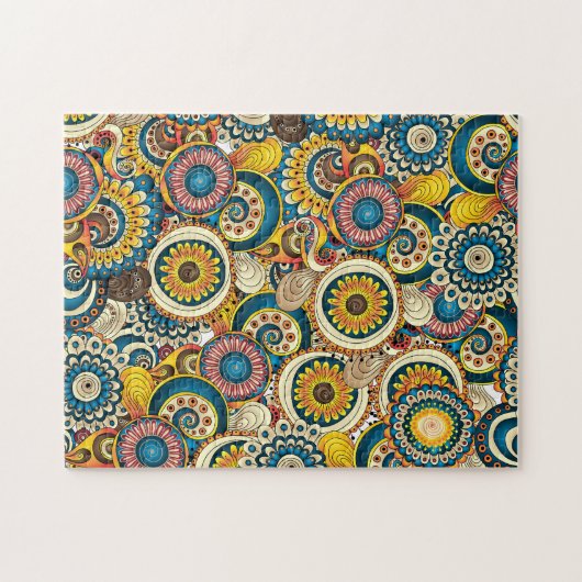 Retro Rounds kleurig Legpuzzel (Horizontaal)