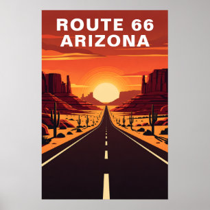 Retro Route 66 Arizona Woestijn Reizen Poster