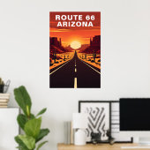 Retro Route 66 Arizona Woestijn Reizen Poster (Thuiskantoor)
