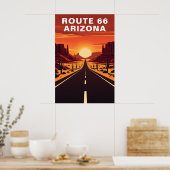 Retro Route 66 Arizona Woestijn Reizen Poster (Keuken)