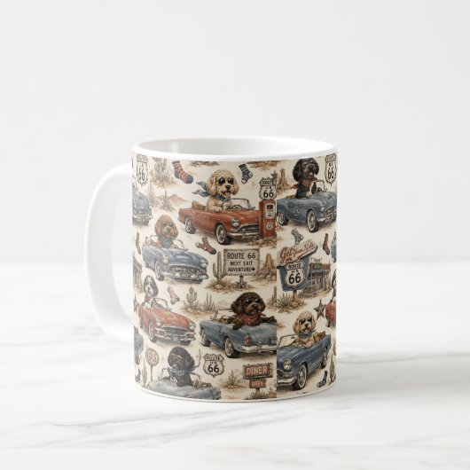 Retro Route 66 Cockapoo Mok (Voorkant links)
