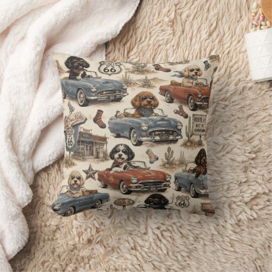 Retro Route 66 Cockapoo Worpillow Kussen (Deken)