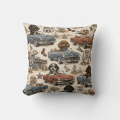 Retro Route 66 Cockapoo Worpillow Kussen (Voorkant)