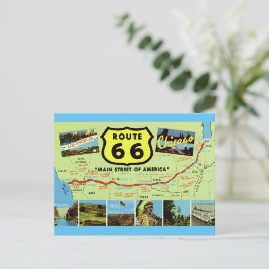  Retro Route 66 de Briefkaart van de Kaart (Staand voorkant)