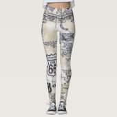 Retro Route 66 de Leggings van de Stijl (Voorkant)