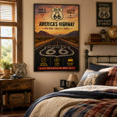Retro Route 66-eeuwfeest Amerika Highway-poster Poster