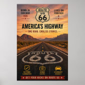 Retro Route 66-eeuwfeest Amerika Highway-poster Poster (Voorkant)