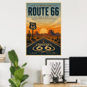 Retro Route 66 Eeuwfeest Desert Art Poster (Thuiskantoor)