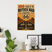 Retro Route 66-eeuwfeest Zonsondergang Monument Poster (Thuiskantoor)