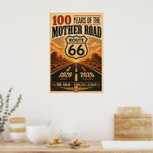 Retro Route 66-eeuwfeest Zonsondergang Monument Poster (Keuken)