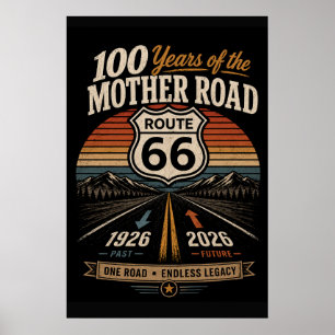 Retro Route 66-eeuwfeest Zonsondergang Streep Poster