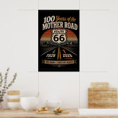 Retro Route 66-eeuwfeest Zonsondergang Streep Poster (Keuken)