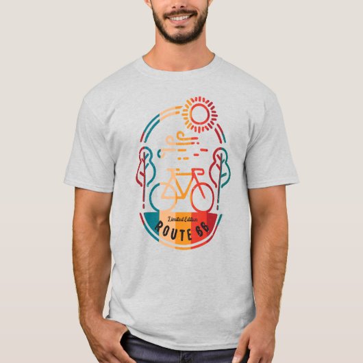 Retro Route 66 Fietsroute T-shirt (Voorkant)