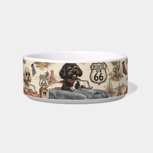 Retro Route 66 Hond Voerbakje (Voorkant)