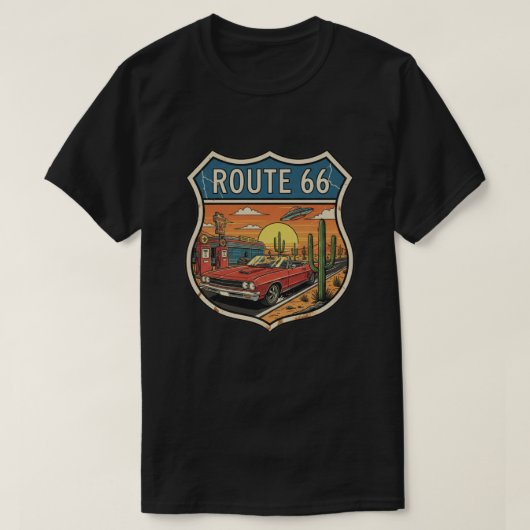 Retro Route 66 Hoofdweg T-shirt (Design voorkant)