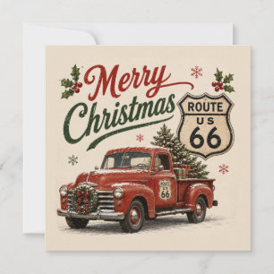 Retro Route 66 Kersttruck Wensen Kaart