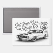 Retro Route 66 Koelkastmagneet | Magneet (Voorkant / Achterkant)