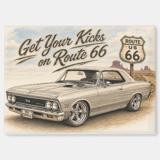 Retro Route 66 Koelkastmagneet Magneet (Voorkant)
