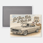 Retro Route 66 Koelkastmagneet Magneet (Voorkant / Achterkant)