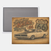 Retro Route 66 Koelkastmagneet Magneet (Voorkant / Achterkant)