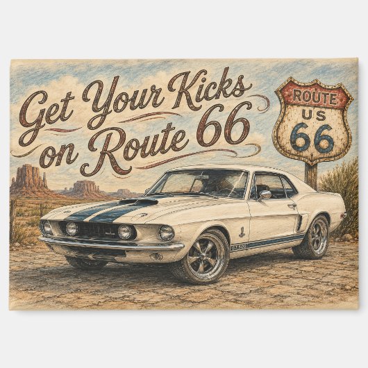 Retro Route 66 Koelkastmagneet | Magneet (Voorkant)