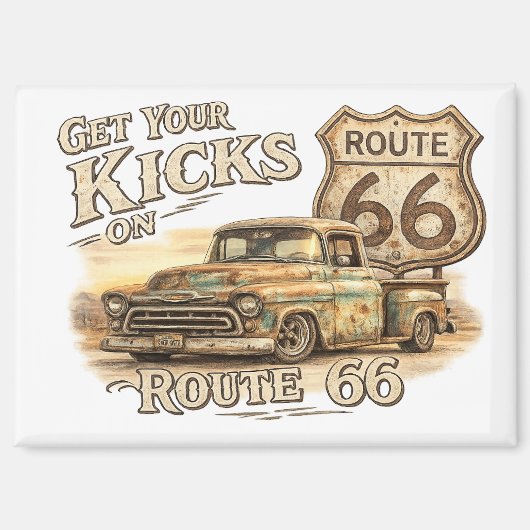 Retro Route 66 Koelkastmagneet | Magneet (Voorkant)