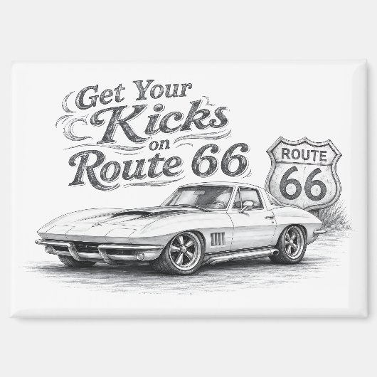 Retro Route 66 Koelkastmagneet | Magneet (Voorkant)