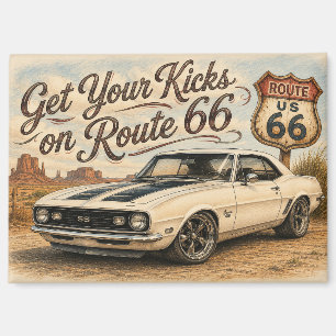 Retro Route 66 Koelkastmagneet Magneet
