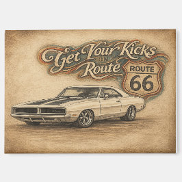 Retro Route 66 Koelkastmagneet Magneet
