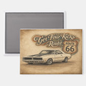 Retro Route 66 Koelkastmagneet Magneet (Voorkant / Achterkant)