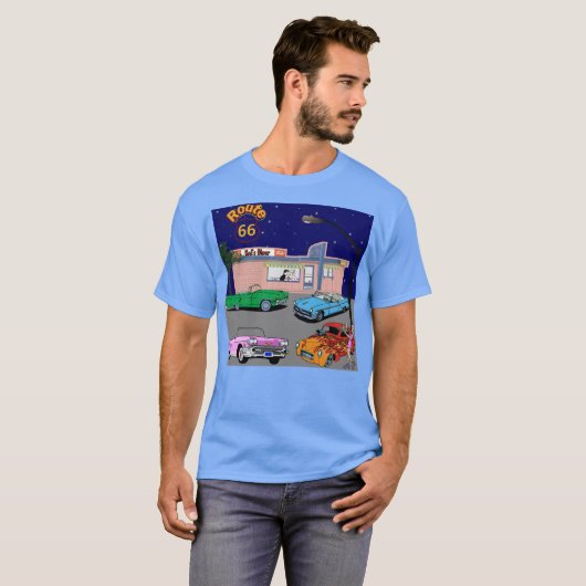 Retro Route 66 Mok T-shirt (Voorkant volledig)