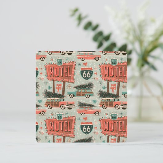 Retro Route 66 Motel Kerstmis (Staand voorkant)