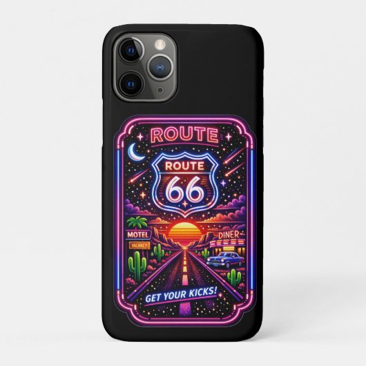 Retro Route 66 Neon Zonsondergang Telefoon Accesso Case-Mate iPhone Case (Achterkant)
