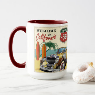 Retro Route 66 "Onthaal aan Californië"poster, Mok