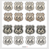 Retro Route 66 Schild 16 Stickerblad Verweerd Sticker (Vel)