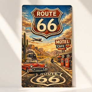 Retro Route 66 Vintage Americana Reisbadge Rechthoekige Sticker