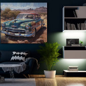 Retro Route 66 Vintage Auto Woestijn Kunstwerk Poster