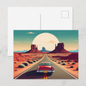 Retro Route 66 Vintage Car Desert Travel Briefkaart (Voorkant / Achterkant)