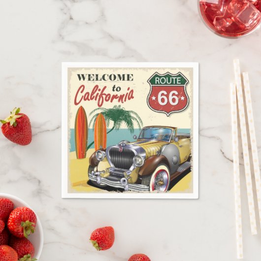 Retro Route 66 "Welkom in Californië" poster, Servet (Insitu)