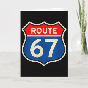 Retro Route 67 Meme Zes Zeven Aura Energie Nummer Kaart