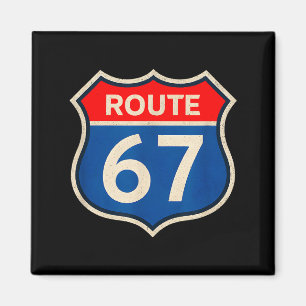 Retro Route 67 Meme Zes Zeven Aura Energie Nummer Magneet