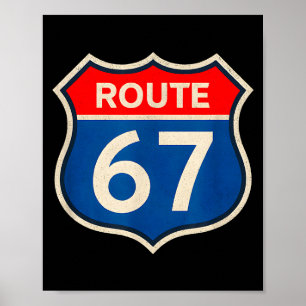 Retro Route 67 Meme Zes Zeven Aura Energie Nummer Poster