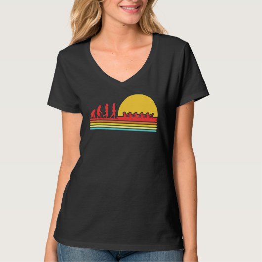 Retro Rowing Evolution Rowboat Paddling Canoeing K T-shirt (Voorkant)