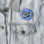 Retro Royal Blauw Marching Band Gek Gingham Ronde Button 5,7 Cm (In situ)
