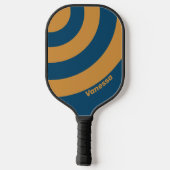 Retro Royal Gold Drie Cirkel Streep met Naam Pickleball Paddle (Achterkant)